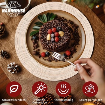 NAKIHOUSE prestieranie umývateľné okrúhle pletené prestieranie Sada 6 okrúhlych prestieraní 38 cm