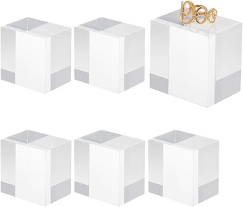 OLYCRAFT 6 ks čírych akrylových kociek 4x4x3cm štvorcových lesklých akrylových blokov na prstene,