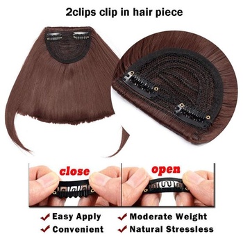 Clip in Bangs Predlžovanie vlasov so strapcami Rovné Fringe Rovné syntetické príčesky Príslušenstvo
