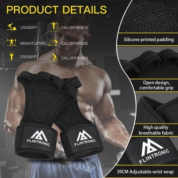 Tréninkové rukavice flintronic Open, Fitness rukavice pro muže a ženy s integrovanými manžetami na