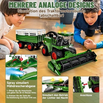 Ulikey RC kombajn, veľký diaľkovo ovládaný kombajn, RC traktor pre deti, kosačka na trávu s