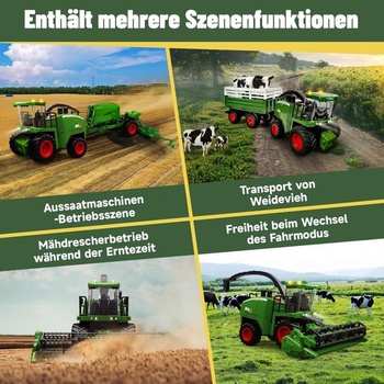 Ulikey RC kombajn, veľký diaľkovo ovládaný kombajn, RC traktor pre deti, kosačka na trávu s