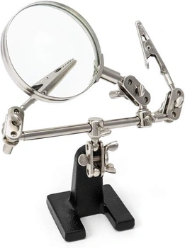 Zväčšovacie sklo QWORK® Third Hand so svorkami, nastaviteľné 5x zväčšenie, navrhnuté pre spájkovanie,