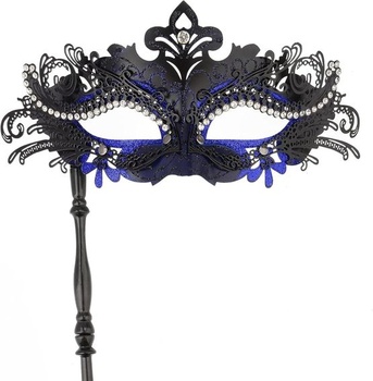 Hoshin Masquerade Mask with Stick, Mardi Gras Dekorácia benátskej masky pre ženy (biela)