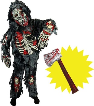 Dětský kostým Zombie Skeleton Spooktacular Creations s krvavou sekerou (velký)