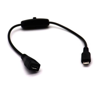 LOKEKE Micro 5pinový napájecí kabel, USB Micro 5pin samec-female ON/OFF Kabel s vypínačem nabíjení