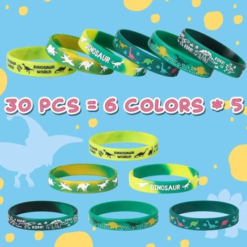 vamei Dinosauří silikonové náramky Balení 30 Dinosauří párty taštičky Party silikonový náramek pro