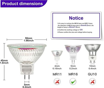 Halogénová žiarovka Jaenmsa 12V 50W, MR16 Halogénové reflektory Stmievateľné 420LM Teplá biela, GU5.3