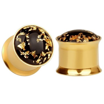 KUBOOZ (1 pár jednoduché zlaté zlaté fólie štuple do uší tunely meradla piercing 8 mm až 25 mm
