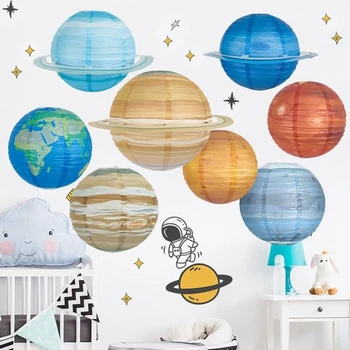 ZYOOO Balení 8 kusů 25 cm/10 palců planeta sluneční soustava dekorace do lucerny pro vesmírná