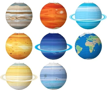 ZYOOO Balení 8 kusů 25 cm/10 palců planeta sluneční soustava dekorace do lucerny pro vesmírná