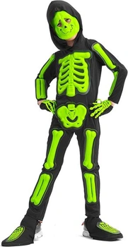 Dětský kostým kostlivec IKALI Záře ve tmě Halloweenský kostým kost 3D Záře ve tmě kostým s kapucí a