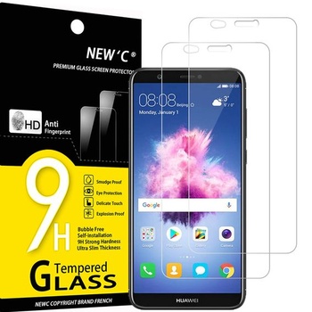 NEW'C Pack of 2, pancierové ochranné sklo pre Huawei P smart, bez škrabancov, tvrdosť 9H, HD ochrana