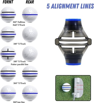 Golfový popisovač SUBORAWOS se 2 barevnými popisovači, nástroj pro zarovnání čar v 360 stupních,