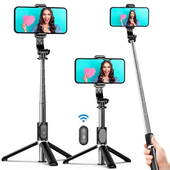 Selfie Stick stativ, 360° rotace Selfie tyč 4 v 1 s dálkovým ovládáním Selfie Stick pro mobilní