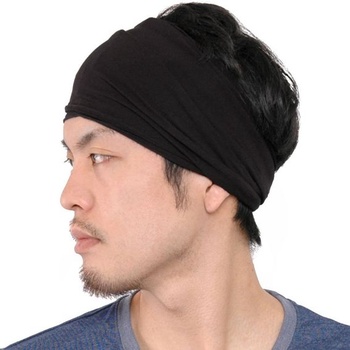 CHARM čelenka sportovní gumička do vlasů pánská - bandana dámská letní japonská dlouhá černá