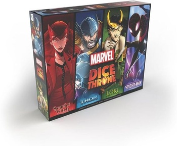 USAopoly The OP Marvel Dice Thron: 4-Hero Box (Spiderman vs. Scarlet Witch; Loki vs. Thor) -