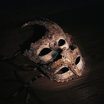 HDCRYSTALGIFTS Sada 2 párových masiek Benátska párty maska ​​Šampanské Halloween Prom Costume Mask