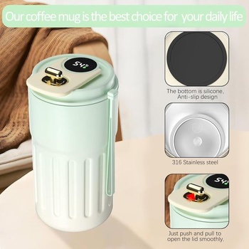 Homealexa hrnek na kávu digitální termosky 410ml 316 nerez cestovní hrnek izolovaný vakuový