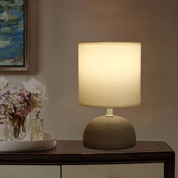 Stolová lampa keramická stolná lampa na nočný stolík nočný stolík látkové tienidlo E14 vintage retro