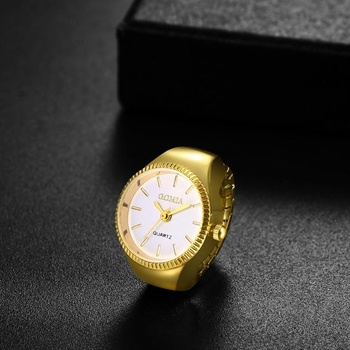 ŠperkyWe Finger Watch Prstencové hodinky Elastické hodinky: Zlaté analógové Quartz okrúhly prstienok