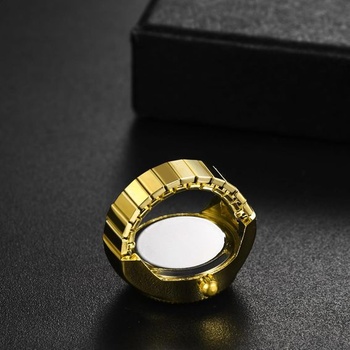 ŠperkyWe Finger Watch Prstencové hodinky Elastické hodinky: Zlaté analogové Quartz kulatý prstýnek