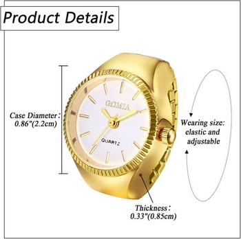ŠperkyWe Finger Watch Prstencové hodinky Elastické hodinky: Zlaté analógové Quartz okrúhly prstienok