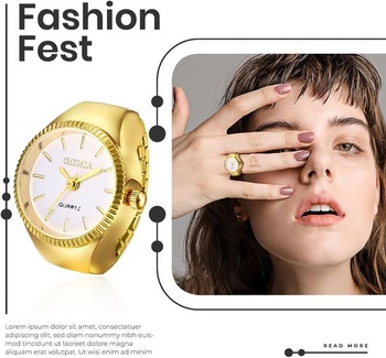ŠperkyWe Finger Watch Prstencové hodinky Elastické hodinky: Zlaté analogové Quartz kulatý prstýnek