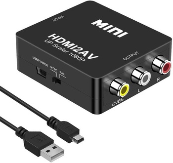GLER konvertor HDMI na RCA, 1080P Mini HDMI na AV kompozitní video audio konvertor, podporuje