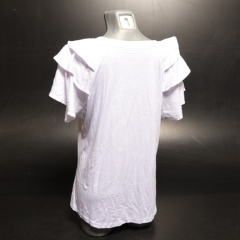 Dámske biele tričko s okrasnými rukávmi