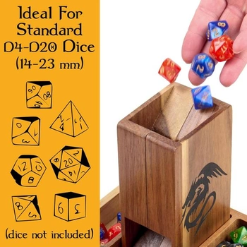 Magnetická dřevěná věž na kostky Tapeara s tácem pro Dungeons & Dragons - DND Accessories, tácek na