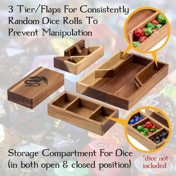 Magnetická dřevěná věž na kostky Tapeara s tácem pro Dungeons & Dragons - DND Accessories, tácek na