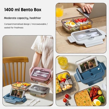 BRYN 1400 ml vzduchotesný box na obed, box na obed do mikrovlnnej rúry, box na obed s 3
