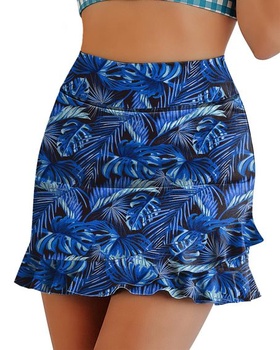WOWENY Dámská plavecká sukně s vysokým pasem Plavky Sportovní plavky sukně volánová modrá M