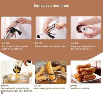 MUSLONG Churrera se 3 tryskami v různých tvarech, Churrens pro Churros, sáček s tryskami na různé