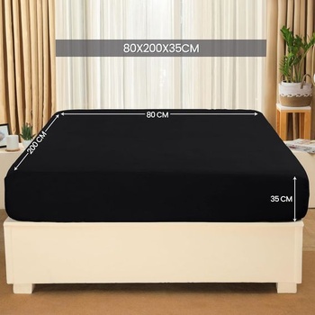 Obliečky Utopia - Vypasované prestieradlo 80x200cm - Čierna - Vypasované prestieradlo z kartáčovaného