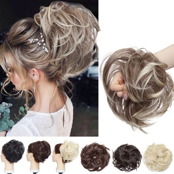 SEGO šiška pre elastický drdol s kučeravými umelými vlasmi predlžujúcimi XXL 80g drdol s updo
