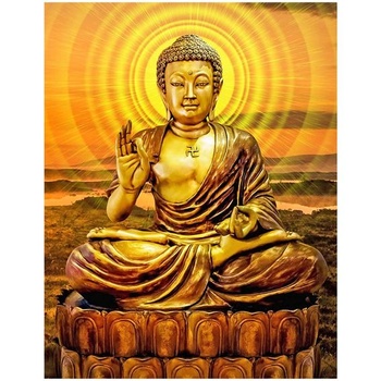 Čtvercový diamantový obraz Nálepka s čtvercovými kameny Buddha 40 x 50 cm Sada 5D diamantových