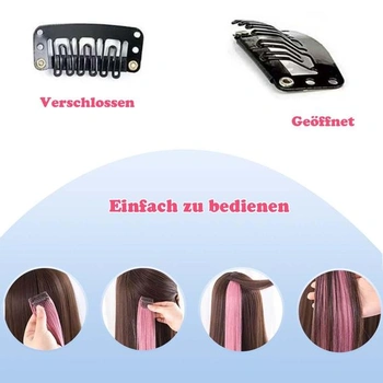 Barevné clip-in prodlužovací vlasy, 12 kusů, zářivě růžové