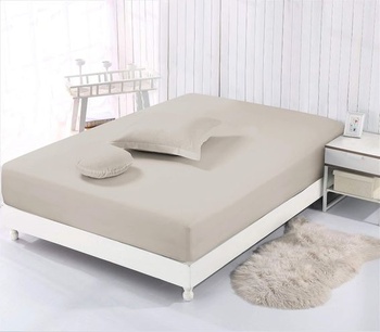 VISION - Vypasované prostěradlo 90 x 190 cm - Barva: Béžová - 100% Bavlna: 57 Počet nití - 4