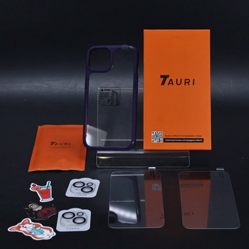 Pouzdro TAURI 5v1 pro iPhone 14 s ochrannou fólií, s 1 pouzdrem na mobil + 2 kusy ochranné fólie +