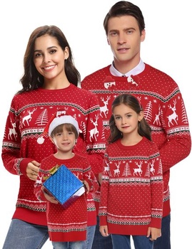 Wayleb Vánoční svetr Dětský vánoční svetr Rodinná sada Ugly Christmas Sweater Funny Ugly mikina pro