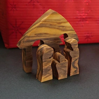 KASSIS Vánoční dekorace z olivového dřeva Stolní puzzle Betlém Dekorace na stůl Betlém 6,50 cm x 6