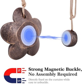 Lewondr Sada 2 retro magnetických závěsů na závěsy, japonská meruňka, ozdoba na sponu z tvrdé