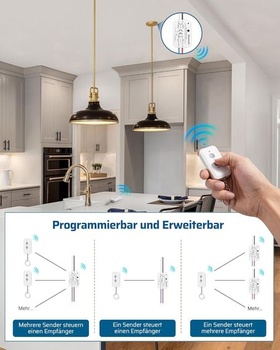Bezdrôtový spínač DEWENWILS, 230 V bezdrôtový svetelný spínač s vysielačom, dosah 30 m, bezdrôtový