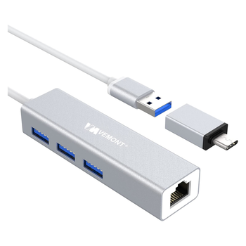 USB HUB Vemont USB-322 strieborný