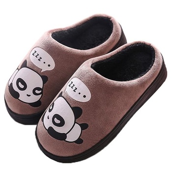 Gaatpot Dámské Pánské zateplené pantofle Zima Dívky Chlapci Roztomilé kreslené Panda Bavlněné