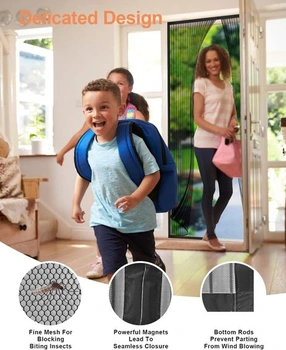 Magnet na balkonové dveře HOWIN, síťka proti hmyzu, terasové dveře bez vrtání 100 x 220 cm, síť