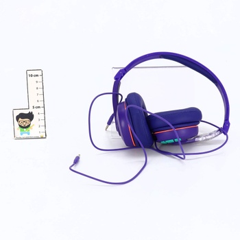 Modrá kabelová audio sluchátka