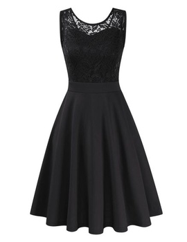 Dámské vintage krajkové večerní šaty Clearlove Koktejlové květinové šaty černá, S